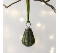 Mini Green Pear Bauble, Ribbed Green Pear Bauble, Traditional Glass Christmas Tree Bauble, Mini Baubles, Miniature Bauble, Jewel Coloured Bauble, Green Bauble, Small Bauble