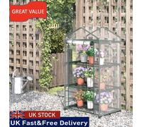 Outsunny 3 Tier Mini Greenhouse Roll Up Door 69L x 49W x 125H cm Clear