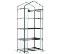 Outsunny 80 X 49 X 160Cm Mini Greenhouse Portable Green House With Storage Shelf - Green, Green