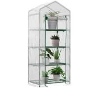 Mini Greenhouse White PE Cover Steel Frame 4-Tier 70x50x160cm Portable Compact