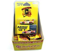 MINI GT 1:64 Scale MINI GT 1/64 SUPAIMAN NISSAN SKYLINE ER34 LBWK W/SNACK BOX - OSAKA AUTO MESSE Mini GT 1/64 Osaka Auto Messe Limited - Spideman Nissan Skyline ER34 LBWK With Snack Box Limited 300