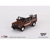 MiniGT Land Rover Defender 110 1985 County Station Wagon Brown 1:64 Model 734-L