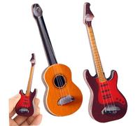 Mini Guitar 2PCS Dollhouse Miniature Guitar Plastic Mini Electric Musical Instrument Dollhouse Accessories for House Decoration, Outdoor Ornaments