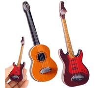 Mini Guitar 2PCS Dollhouse Miniature Guitar Plastic Mini Electric Musical Instrument Dollhouse Accessories for House Decoration, Décoration de jardin