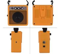 Mini Guitar Amp Speaker 5W, Portable Amp for Musicians on the Go, Yellow | Adjustable volume and tone controls, overdrive for varied sound effects, lightweight with shoulder strap and rear holder