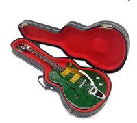 Mini Guitar Brian Setzer Gretsch Green Irish Falcon Model + Hard Case Box Miniature 1:4 Scale Miniature Guitar with Storage Case Music Gadget Rock