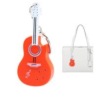 Mini Guitar Sound Keychain - Tiny Musical Instrument Keyring Realistic Strings Design | Novelty Charm Gift Men Women Kids, Pocket Size Acoustic replcaa for Christmas Birthday Souvenir Use