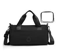 Mini Gym Bag for Women Men Kids, Travel Dance Gymnastics Sports Small Duffle Bag Gym Tote Organizer with Toiletry pouch, Black, Sports Casual