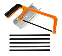 Mini Hacksaw 6 in with Mitre Block and 5 Manganese Steel Blade, 150mm Cut Hack Saw Set, Cutting Hand Saw (Orange)