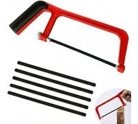 Mini Hacksaw 6 in with Mitre Block and 5 Manganese Steel Blade, 150mm Cut Hack Saw Set, Cutting Hand Saw (Red)