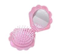 Mini Hair Brush,Foldable Travel Hair Brushes with Mirror Compact Size Hair Massage Comb Small Makeup Mirror Set Gifts for Girls Wome (Pink)