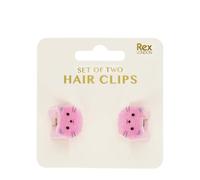 Mini hair claw clips (set of 2) - Pink cats