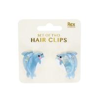 Mini hair clips for girls Rex London Dolphins (x2) Bleu 3,7x2,6x2,5 cm