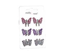 Mini Hair Grips Hair Clamps Claw Clamps Mini Clamps Mini Grips Silver Purple and Pink Glitter Butterfly for Women Girls by Glitz4Girlz