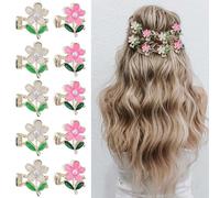 Mini Hair Jaw Clips 10pcs Sparkling Metal Flower Barrettes Non-Slip Metal Sparkly for Teens and Women Cute Hair Accessories