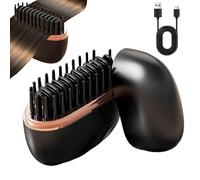 Mini Hair Straightener, 2-in-1 Cordless Hair Straightener Brush,Rechargeable 30s Fast Heating Hot Comb,USB Portable Heated Styling Brush for Travel & Daily Use,3-Speed Temperature Control