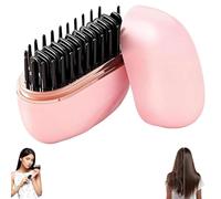 Mini Hair Straightener,2-in-1 Mini Cordless Hair Straightener Comb,30s Fast Heating Hot Comb,3-Speed Temperature Control,Type-C Charging, Anti-Scald Shell, for All Hair Types, Travel, Home Use (Pink)