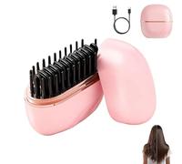 Mini Hair Straightener, 2-in-1 Travel Straighteners Mini, 30s Fast Heating Hot Comb, USB Rechargeable Heated Styling Brush, Thermal Smoothing Brush with Hot Comb for Daily Travel