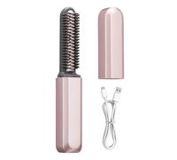 Mini Hair Straightener Brush with Protective Storage Case, USB Rechargeable Portable Pocket Electric Hot Comb, Constant Temperature Travel Hair Styling Brush for