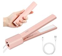 Mini Hair Straightener Travel Size,Small Ceramic Flat Iron for Bangs Hairs,Portable Hair Straightener and Curler 2 in 1, Heat Fast and Work Safely with Type C Cable, Gift for Girls