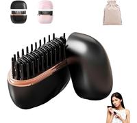 Mini Hair Straightening Brush - Portable USB-Rechargeable Straightener Comb with 3-Temperature Settings - Compact Styling Tool for Home & Travel - Keepsake (Black)