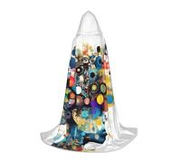 Mini Halloween Hooded Cape Poncho Artificial Intelligence Brain Print Cosplay Cloak Vibrant Patterns for Parties