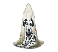 Mini Halloween Hooded Cape Poncho Dalmatian Print Cosplay Cloak Vibrant Patterns for Parties