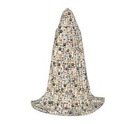Mini Halloween Hooded Cape Poncho Dog Bones Paw Print Cosplay Cloak Vibrant Patterns for Parties