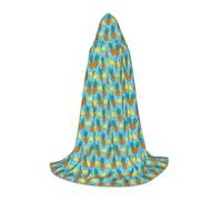 Mini Halloween Hooded Cape Poncho Fresh Pineapple Print Cosplay Cloak Vibrant Patterns for Parties