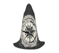 Mini Halloween Hooded Cape Poncho Law of Compass Navigation Print Cosplay Cloak Vibrant Patterns for Parties