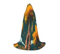 Mini Halloween Hooded Cape Poncho National Parks Sunshine Trees Print Cosplay Cloak Vibrant Patterns for Parties