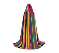 Mini Halloween Hooded Cape Poncho Rainbow Colored Striped Print Cosplay Cloak Vibrant Patterns for Parties