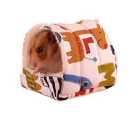 Mini Hamster Bed Hideout - Soft Fleece & Canvas Hamster House for Dwarf Hamsters, Gerbils - Cozy Cage Nest, Warm Pet Habitat(1,L)