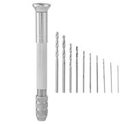 Mini Hand Drill, Hand Drill Bits, Mini Precision Hand Twist Drill with 10Pcs Drills Bits Punching Tool 0.5mm/0.6mm/0.7mm/ 0.8mm/ 0.9mm/ 1mm/ 1.2mm/ 1.5mm/1.8mm/2mm
