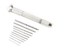 Mini Hand Drill with Keyless Chuck and 10pcs 0.8mm-3.0mm For HSS Drill Bits Set for Drilling in Wood, Plastic, Rubber, Jewelry Making, Model Craft, PCB