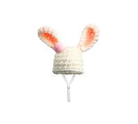 Mini Hand Knitted Hat for Small Animals, Adorable Knitted Hamster Hat with Adjustable Strap, Frog Bunny Rainbow Carrot Mini Hand Knitted Hats for Bearded Dragon Guinea Pig Bunny Lizard Costume White