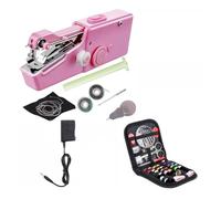 Mini Hand Sewing Machine Electric Needlework Portable For Quick Repair DIY Clothes Simple And Quick Sewing(Pink A)