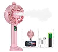 Mini Handheld Fan, Portable Hand Held Misting Fan Double Nozzle Spray Battery Operated Fan 3 Speeds USB Rechargeable Mister Humidifier Personal Cooling Fan with Cell Phone Holder for Travel Office
