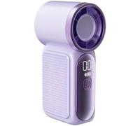 Mini Handheld Fan, Portable with Lanyard, USB Rechargeable, LED Display|Compact 1.5 x 1.4 x 3.5 in, Anti-Slip Texture, Strong Airflow, Battery Status, Violet
