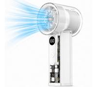 Mini Handheld Fan Rechargeable Portable Usb C Cooling Fan Digital Display Adjustable Speed Travel Fan White