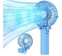 VersionTech Mini Handheld Fan, Foldable Personal Portable Desk Cooling Fan with USB Rechargeable Battery Operated Electric Fan for Office Room Outdoor Household Traveling(3 Speed, Blue)