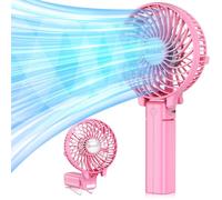 Mini Handheld Fan, VersionTech Foldable Personal Portable Desk Desktop Table Cooling Fan with USB Rechargeable Battery Operated Electric Fan for Office Room Outdoor Household Traveling(3 Speed, Pink)