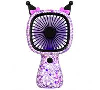 Mini Handheld Fan with LED Lights 3 Speed Rhinestone Portable Rechargeable USB Fan Glitter Diamante Personal Turbo Cooling Fan for Travel Fan Festivals School Office Camping Girls & Kids (PINK/BLACK)