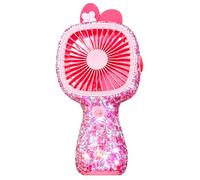 Mini Handheld Fan with LED Lights 3 Speed Rhinestone Portable Rechargeable USB Fan Glitter Diamante Personal Turbo Cooling Fan for Travel Fan Festivals School Office Camping Girls & Kids (PINK)