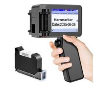 Mini Handheld Inkjet Printer Gun, Date Printer with 42ml Quick-Drying Ink Cartridge, 0.5” Nozzle Handheld Batch Code Machine for Barcode,Number,Text,QR-Code,Logo and Image on Carton Plastic Tube Metal