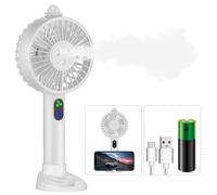 Mini Handheld Misting Fan - Portable Double Nozzle Spray Battery Operated 3 Speeds USB Rechargeable Mister Humidifier With Cell Phone Holder for Travel Office