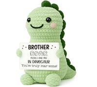 Mini Handmade Crochet Dinosaur Brother Gift - Funny Birthday Christmas Surprise for Brother from Sister, Graduation Encouragement Present, Quirky Positive Reminder, Unique Gag Gifts for Men