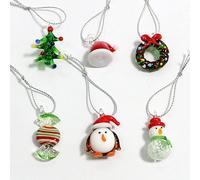 Mini Handmade Glass Christmas Tree Art Figurines Ornaments Colorful High Grade Cute Pendant Xmas Hanging Decor Charm Accessories (Color : Mottled, Size : About 3cm)