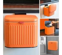 Mini Hanging Kitchen Compost Bin 4 L/1.05 Gallon, Small Trash Can with Detachable Inner Bucket for Cupboard Countertop Bathroom Camping Office Camping (Orange-4 Liter)