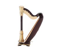 Mini Harp Instrument Model, 16cm Miniature Lyre Wooden Instrument, Musical Instrument Ornaments for Christmas, Birthday, Dollhouse, Desk